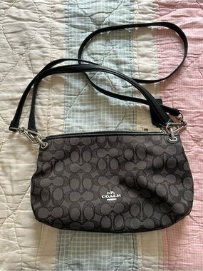 Coach Black and Gray Signature Mini Crossbody Bag